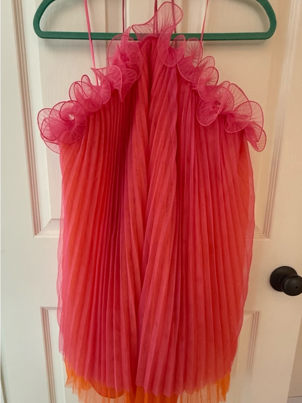 AMUR Hot Pink and Orange Pleated Mini Dress - Picture 3 of 6